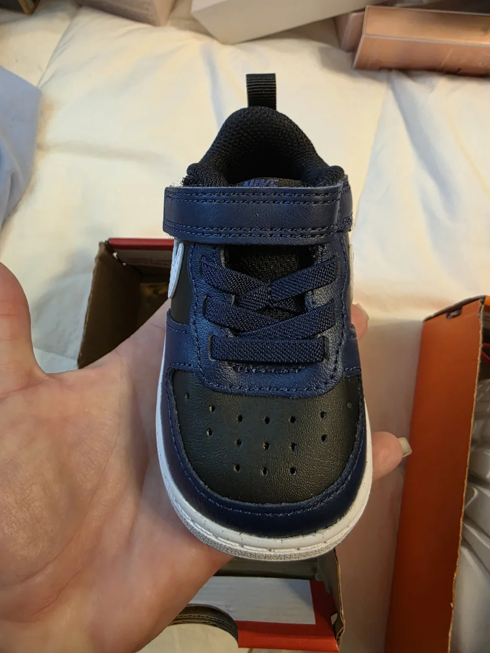 Nike Toddler Navy, Black and White Hook-and-Loop Sneakers
